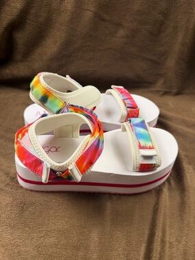 Sugar Tie Dye Strappy Platform Sandals Hook & Loop Ankle Strap Women US 9.5